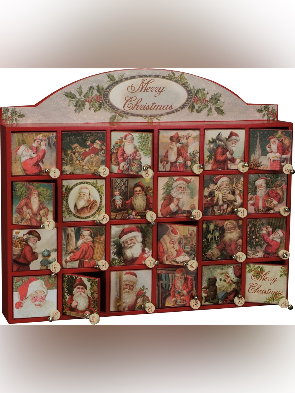 NIB Primitives by Kathy Vintage Santas Christmas Advent Calendar Countdown Box